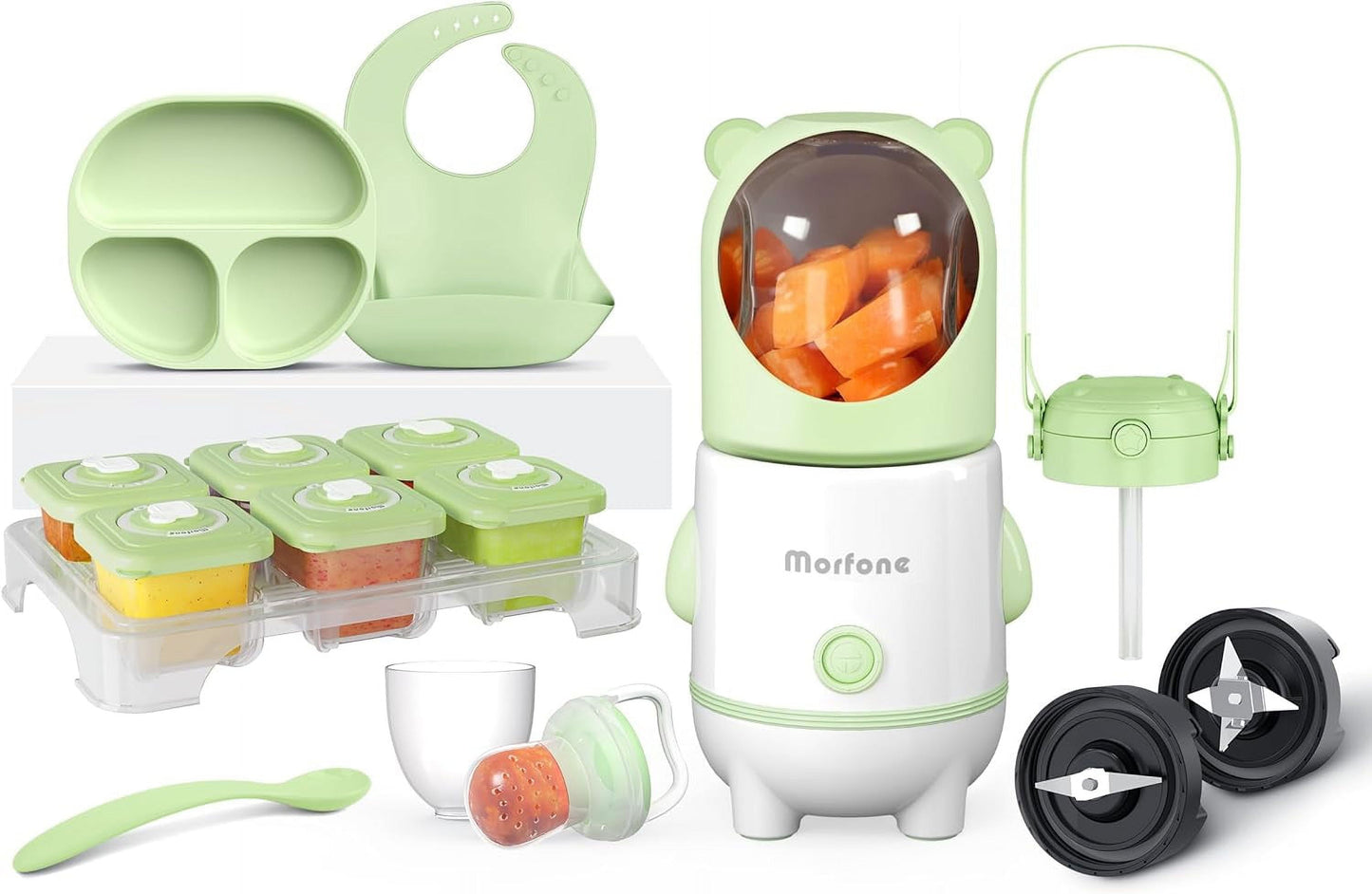 Baby Food Maker, 17 in 1 Baby Food Processor, Food Blender with Baby Food Containers, Grey