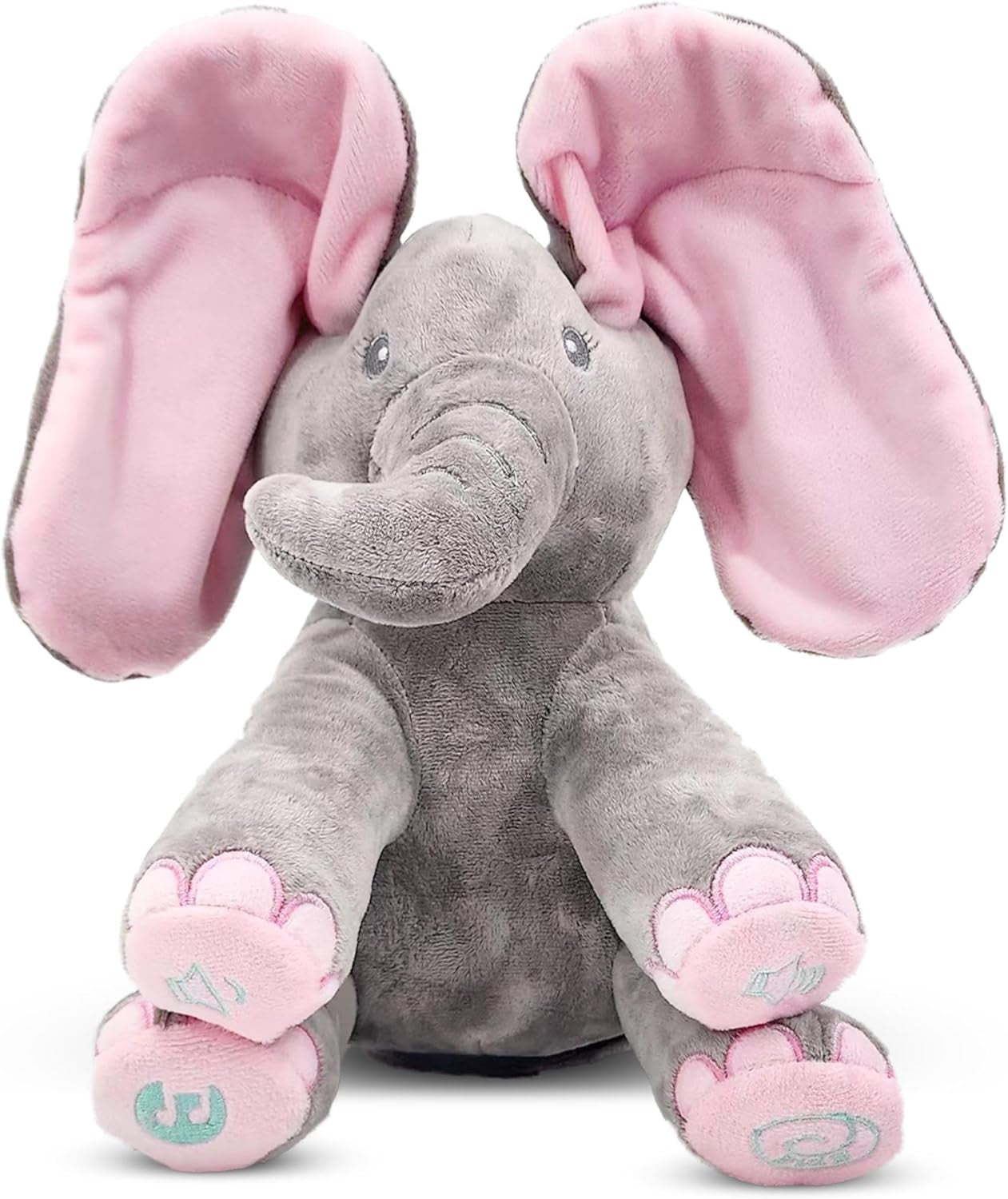 Kaia Peek a Boo Elephant Toy, Interactive Singing Stuffed Animal Plush with Moving Ears, Musical Stuffed Animal for Babies and Toddlers, Adorable Elephant Baby Toy