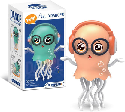 Dancing Jellyfish Baby Toy, Crawling Jellyfish Tummy Time Toy, Magic Dancing Music Crawling Toys for 3 4 5 6 7 8 Year Old Girl Kids Boy Birthday Gifts, Interactive Relax for Office Desk
