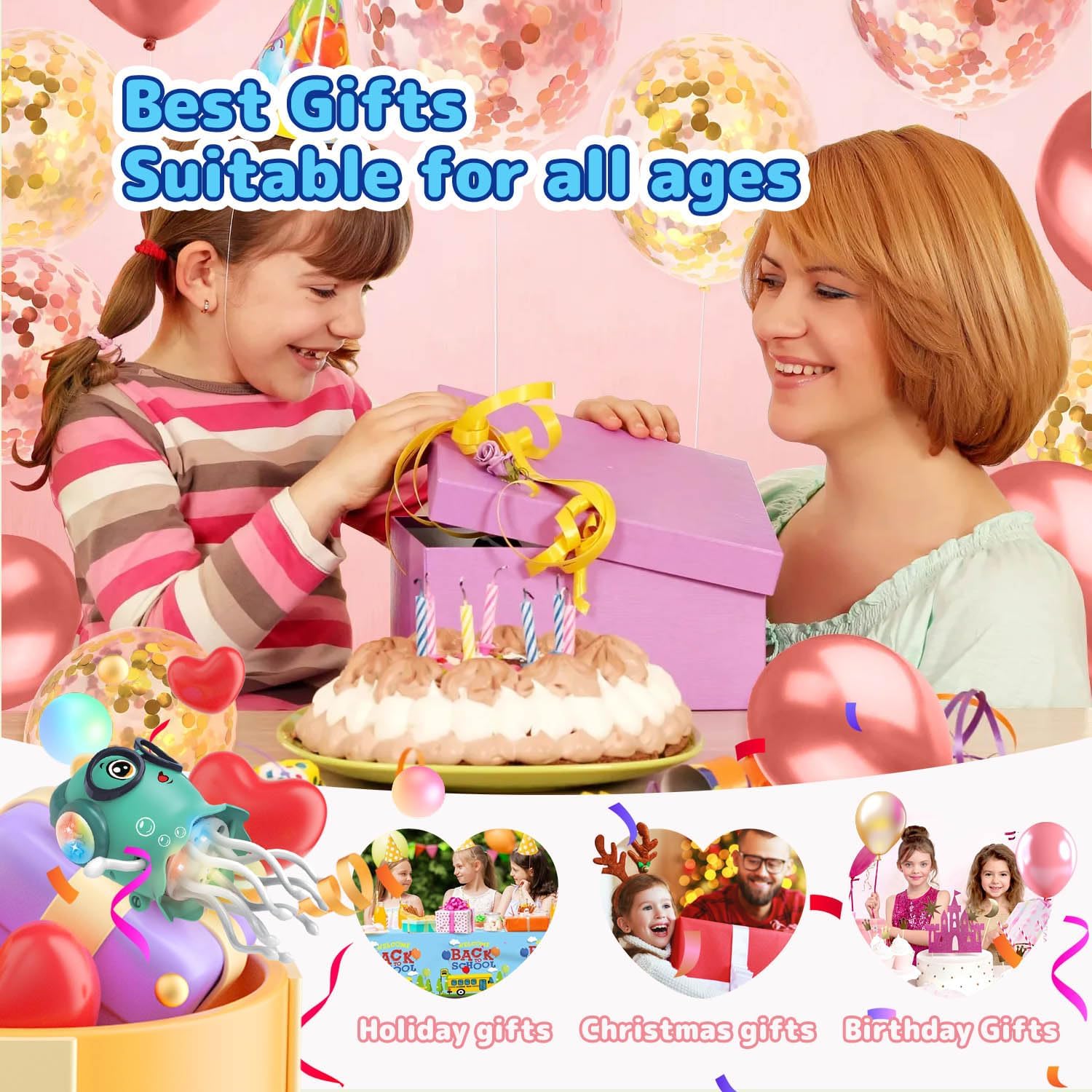 Dancing Jellyfish Baby Toy, Crawling Jellyfish Tummy Time Toy, Magic Dancing Music Crawling Toys for 3 4 5 6 7 8 Year Old Girl Kids Boy Birthday Gifts, Interactive Relax for Office Desk