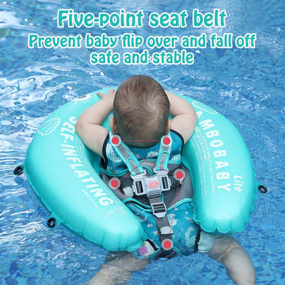Mambobaby Float Self-Inflating Baby Swim Float with Canopy, Compressible Folding Pool Baby Float, Upgrade Soft Waterproof Skin-Friendly Material Toddler Swim Float (Standard Edition)